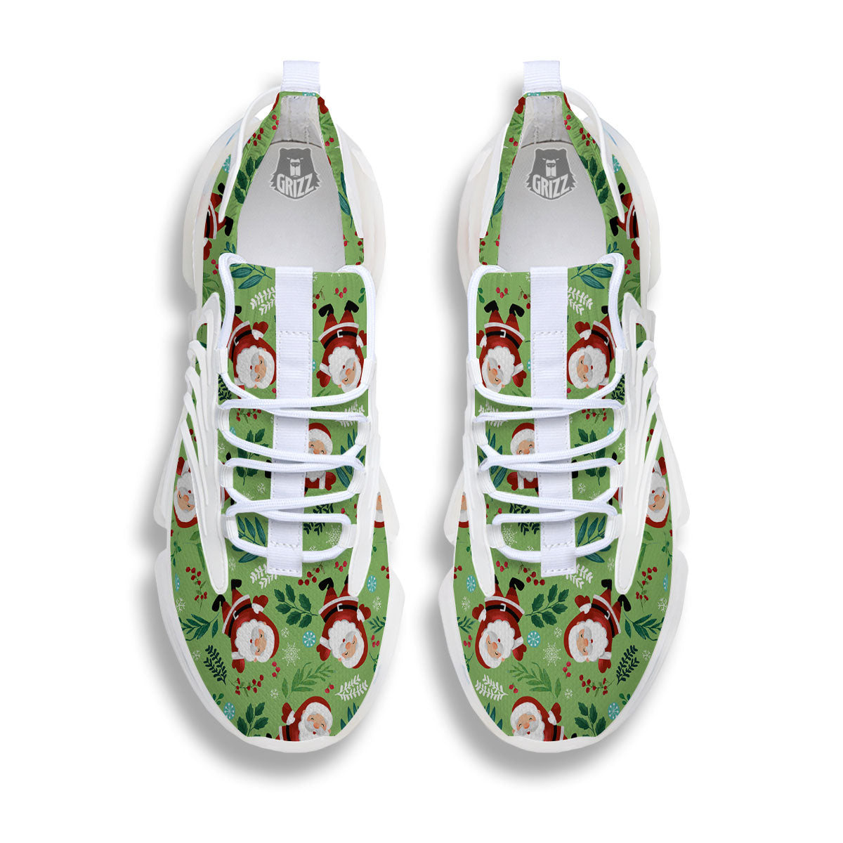 Santa Claus Happy Print Pattern White Gym Shoes-grizzshop