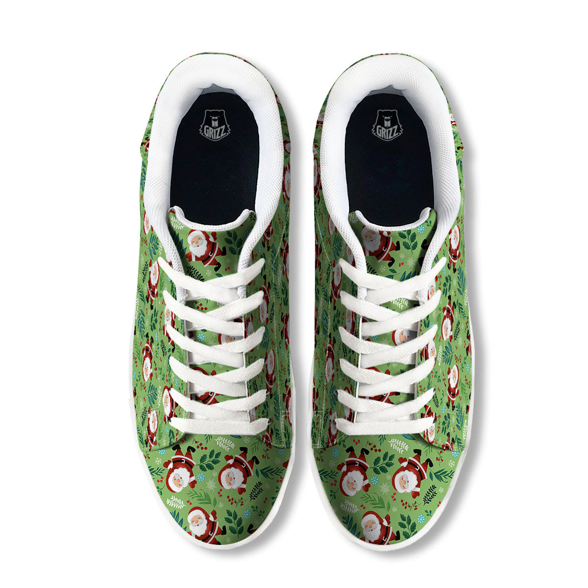 Santa Claus Happy Print Pattern White Low Top Sneakers-grizzshop