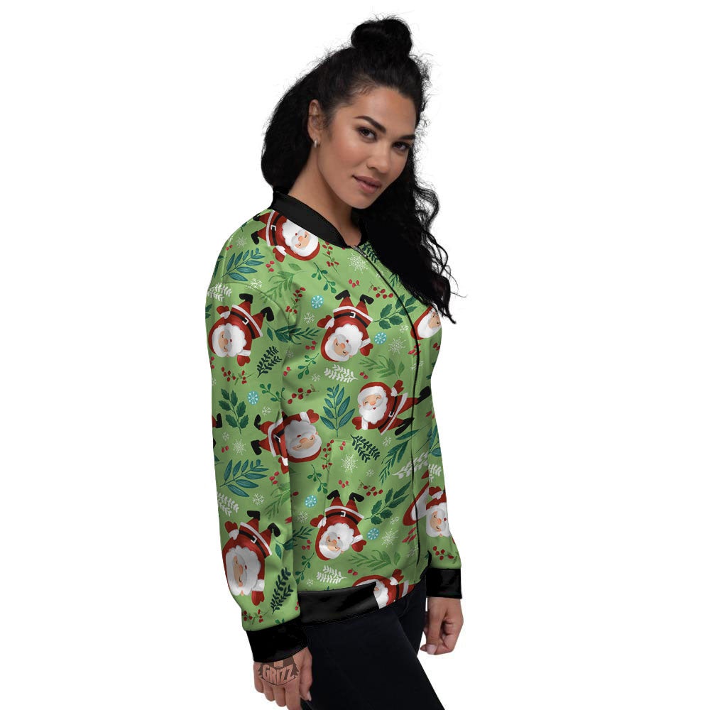 Santa Claus Happy Print Pattern Women's Bomber Jacket-grizzshop