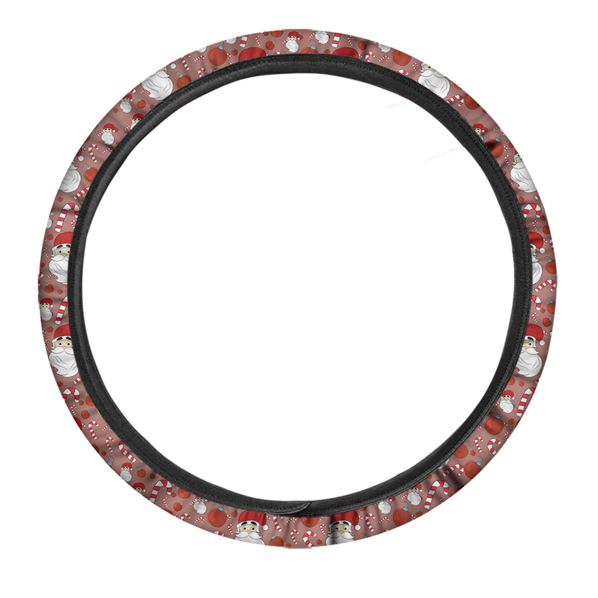 Santa Claus Hat And Candy Print Pattern Car Steering Wheel Cover-grizzshop