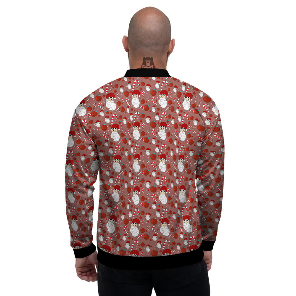 Santa Claus Hat And Candy Print Pattern Men's Bomber Jacket-grizzshop