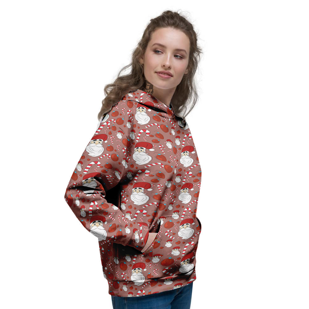 Santa Claus Hat And Candy Print Pattern Women's Hoodie-grizzshop