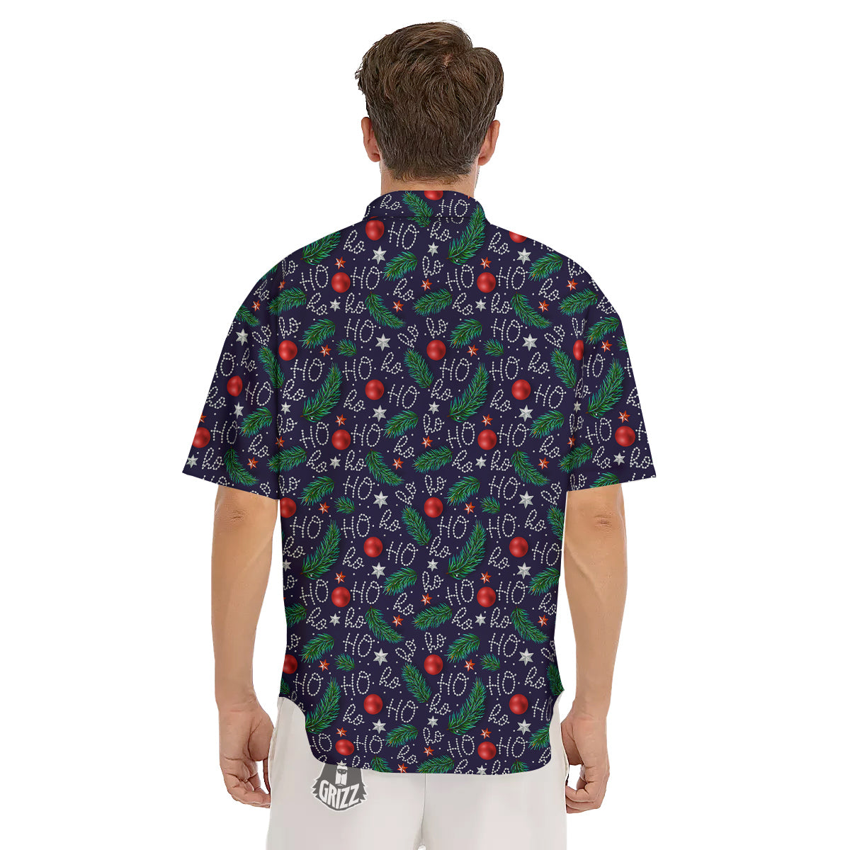 Santa Claus Laugh Christmas Hohoho Print Men's Short Sleeve Shirts-grizzshop
