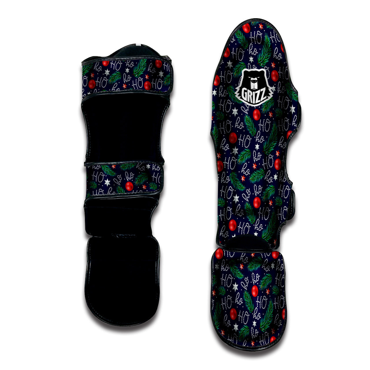 Santa Claus Laugh Christmas Hohoho Print Muay Thai Shin Guards-grizzshop