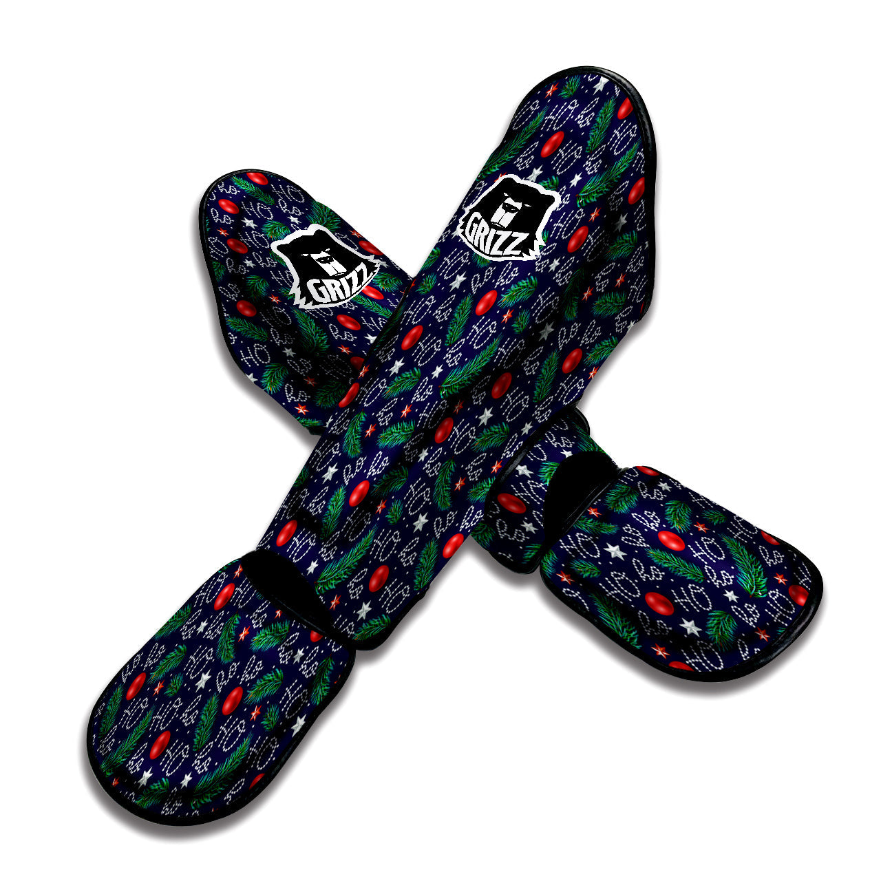 Santa Claus Laugh Christmas Hohoho Print Muay Thai Shin Guards-grizzshop