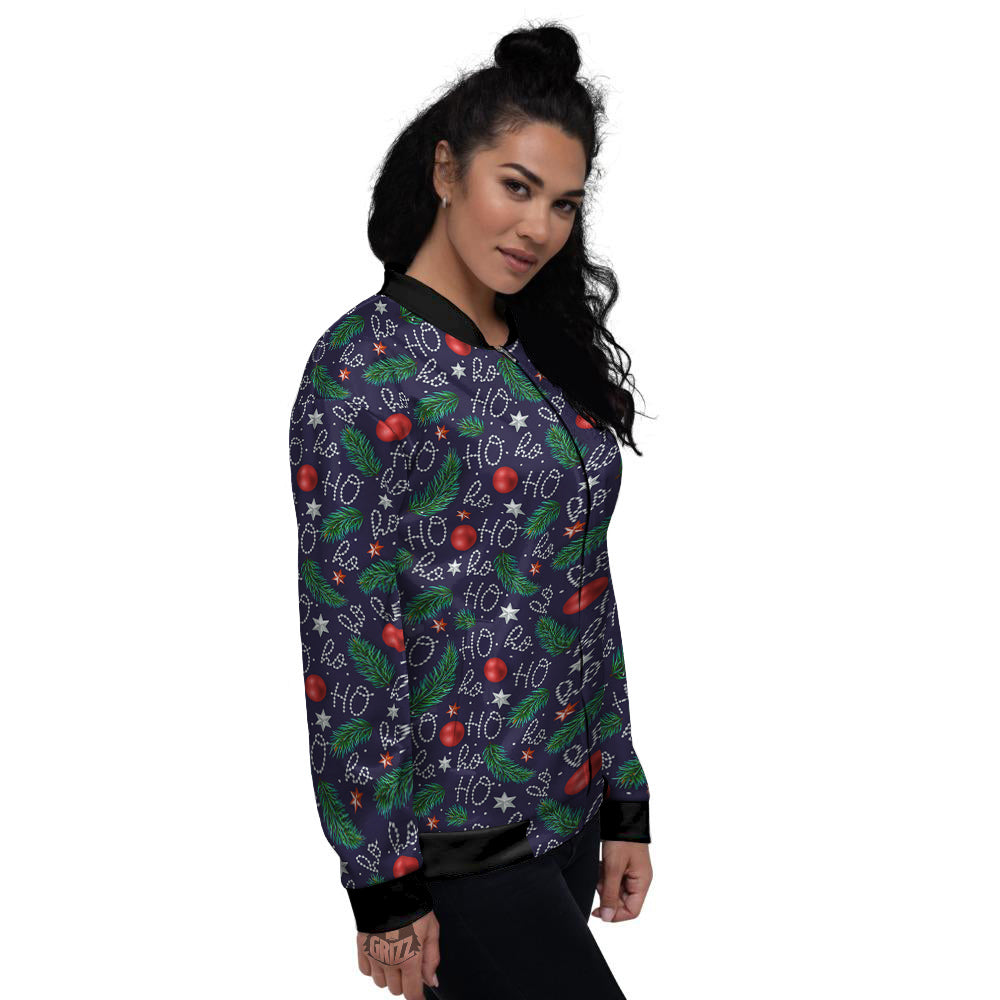 Santa Claus Laugh Christmas Hohoho Print Women's Bomber Jacket-grizzshop