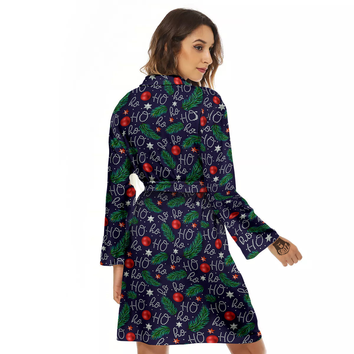 Santa Claus Laugh Christmas Hohoho Print Women's Robe-grizzshop