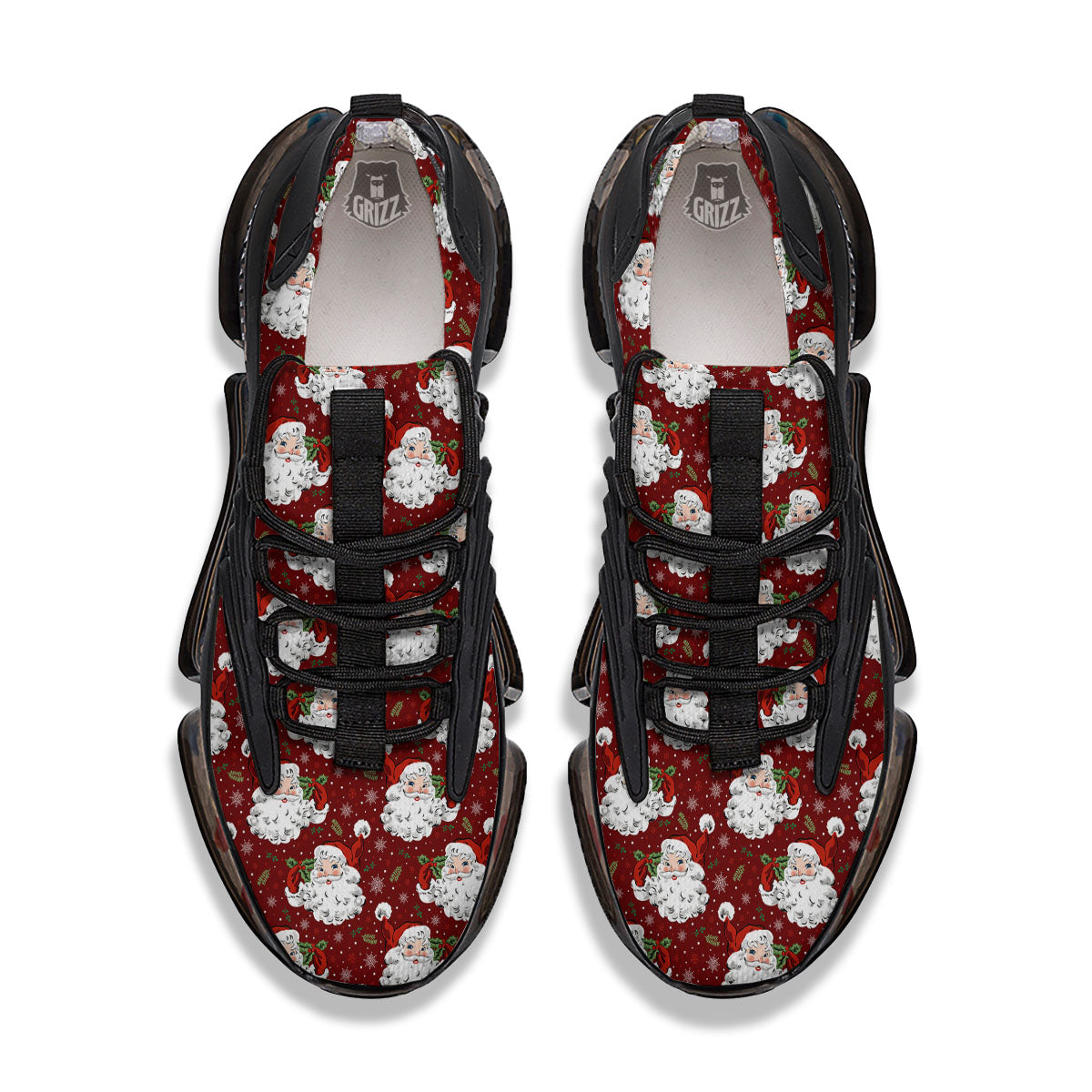 Santa Claus Xmas Print Pattern Black Gym Shoes-grizzshop