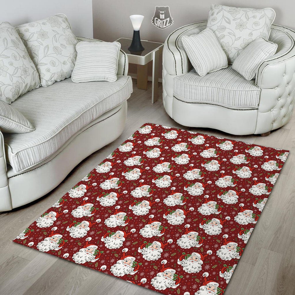 Santa Claus Xmas Print Pattern Floor Mat-grizzshop