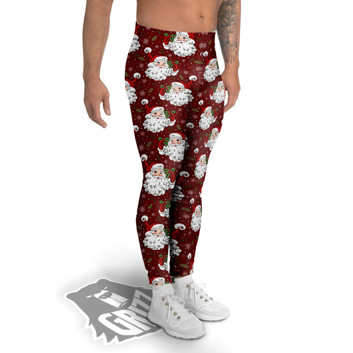 Santa Claus Xmas Print Pattern Men's Leggings-grizzshop