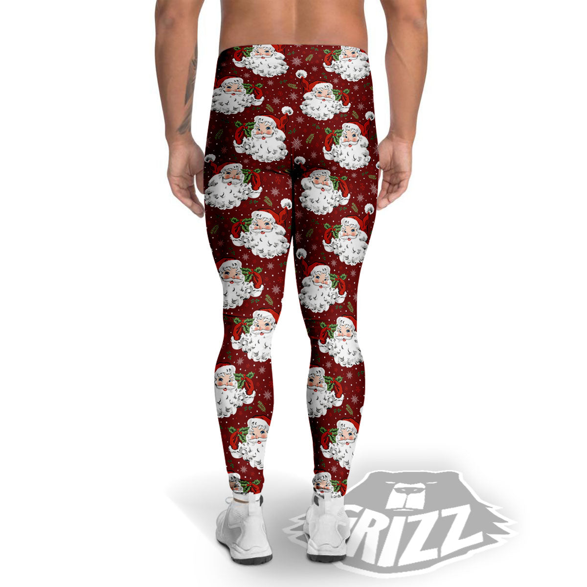 Santa Claus Xmas Print Pattern Men's Leggings-grizzshop