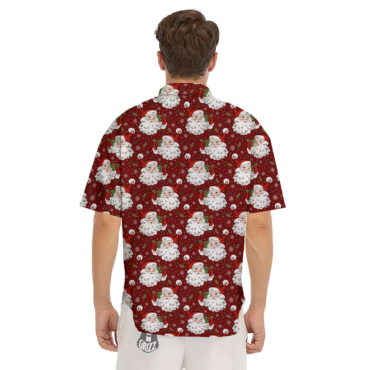 Santa Claus Xmas Print Pattern Men's Short Sleeve Shirts-grizzshop
