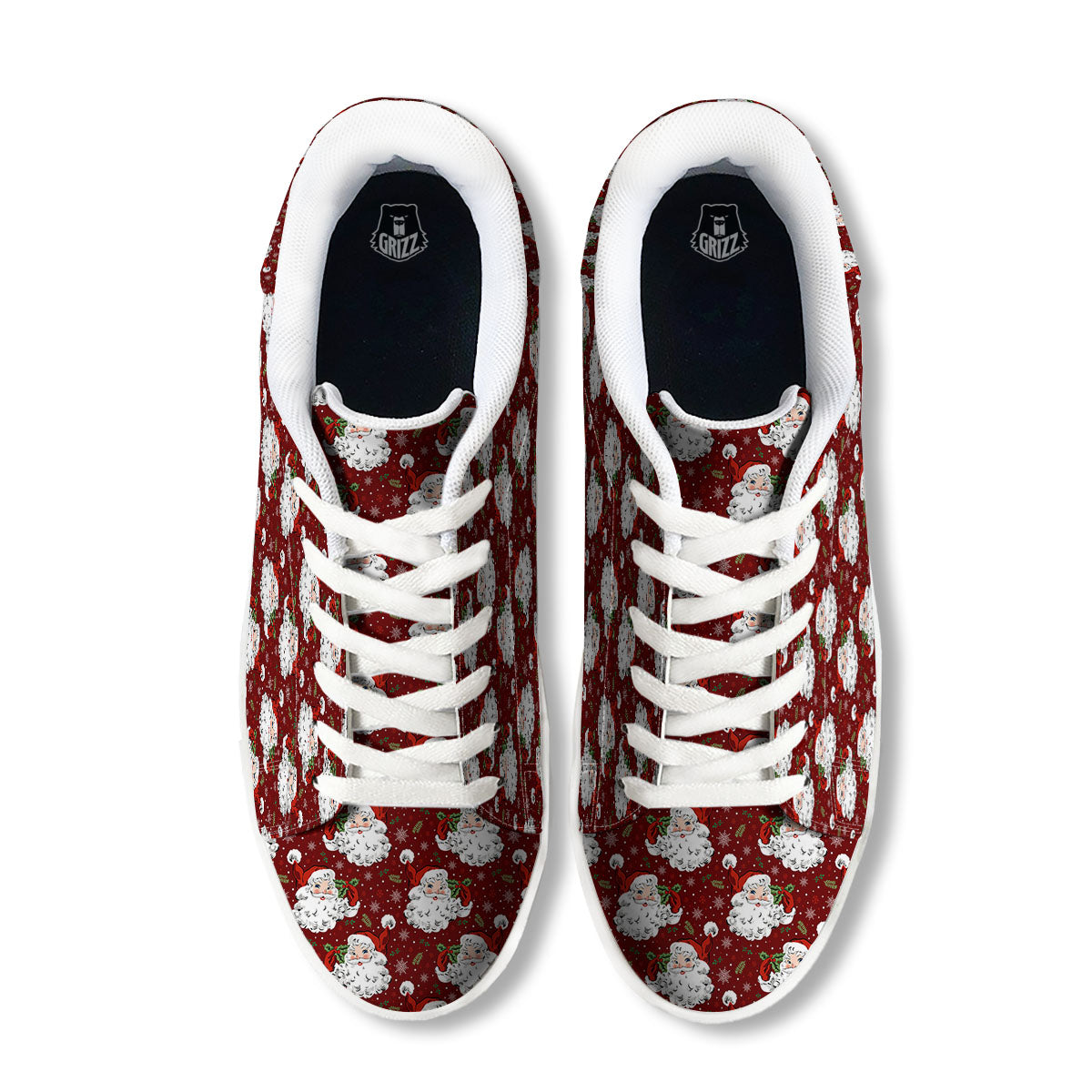 Santa Claus Xmas Print Pattern White Low Top Sneakers-grizzshop