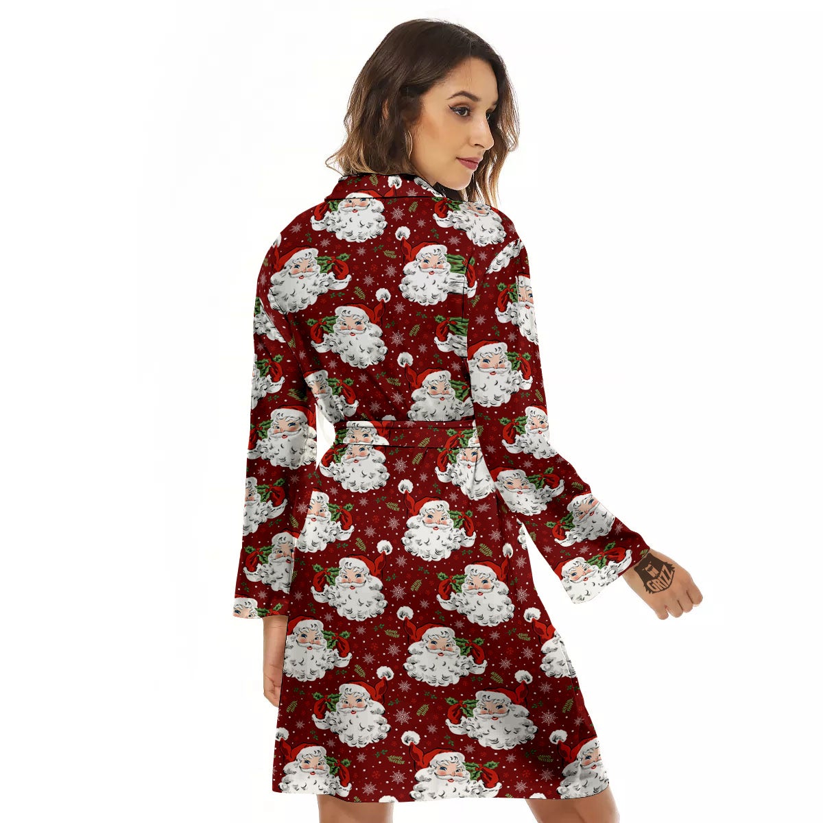 Santa Claus Xmas Print Pattern Women's Robe-grizzshop