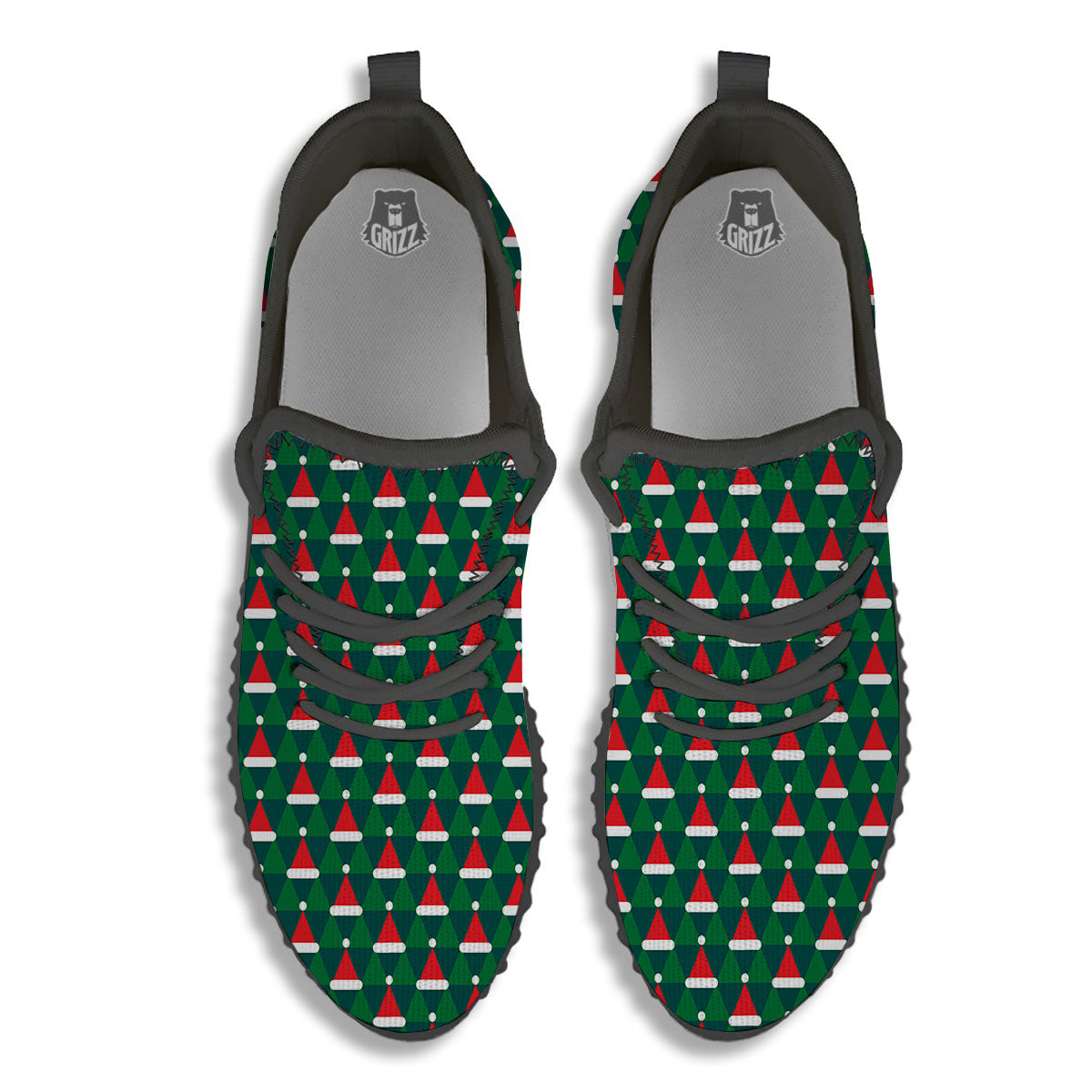 Santa Hats Christmas Print Pattern Black Walking Shoes-grizzshop