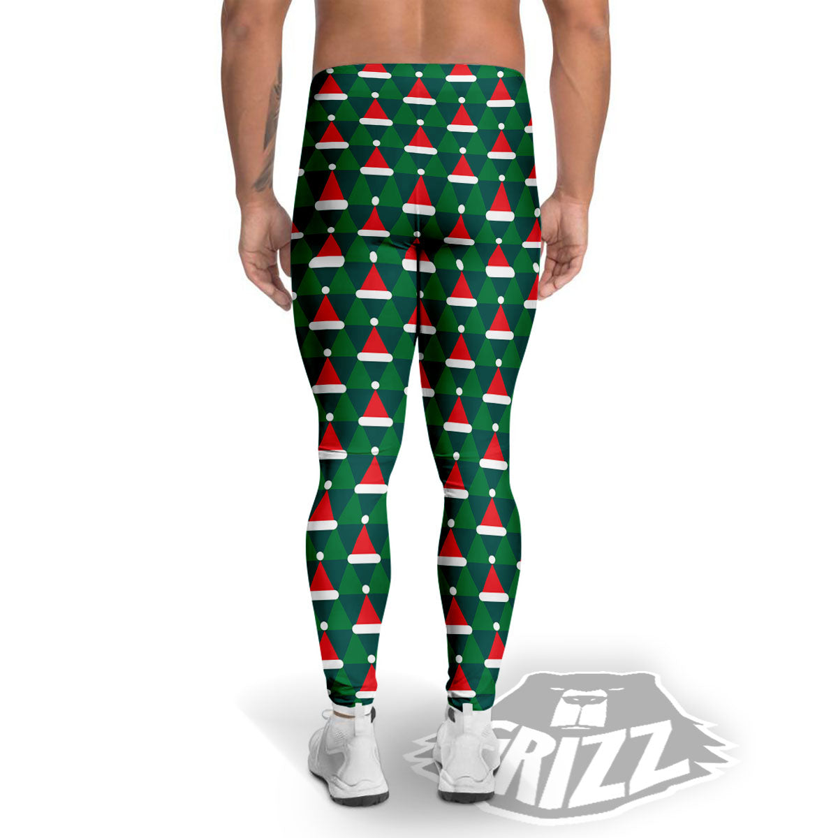 Santa Hats Christmas Print Pattern Men's Leggings-grizzshop