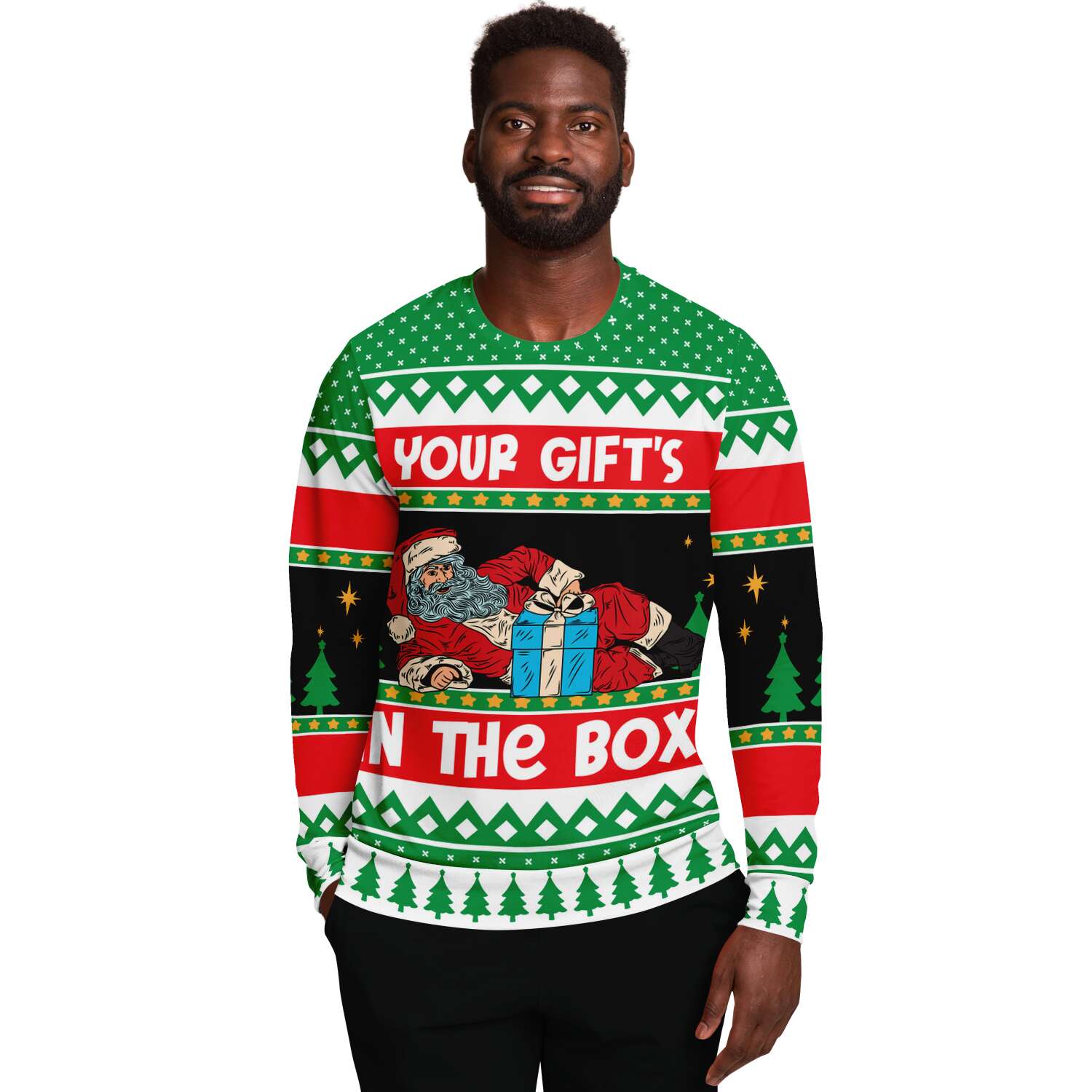 Santa Your Gift's In The Box Ugly Christmas Sweater-grizzshop