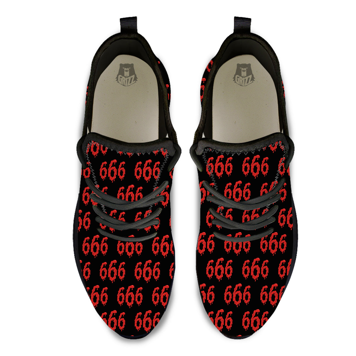 Satan 666 Print Pattern Black Athletic Shoes-grizzshop