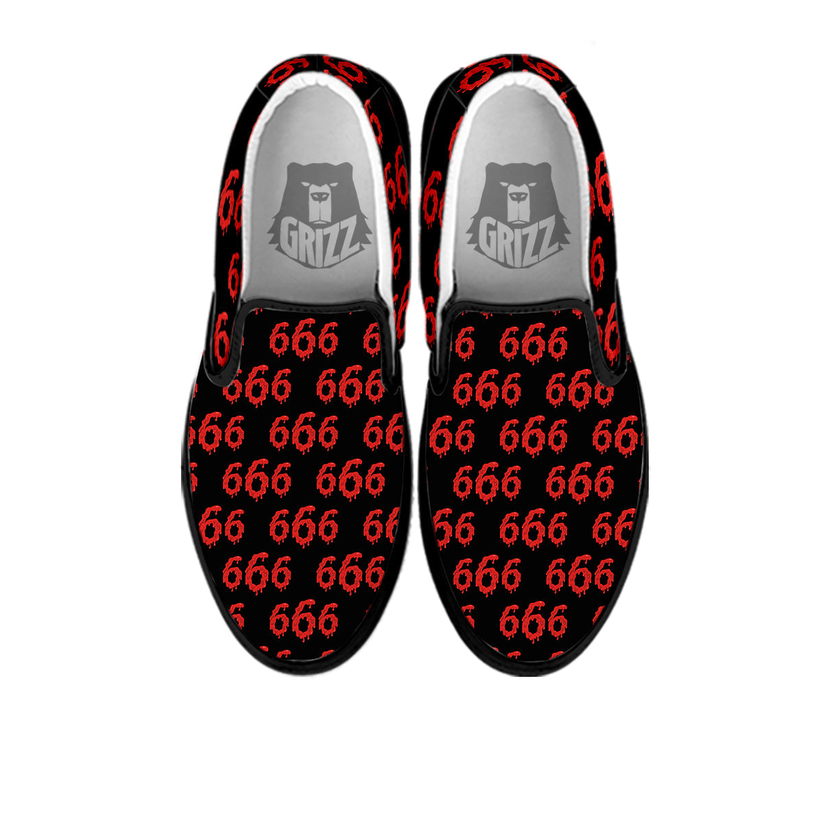 Satan 666 Print Pattern Black Slip On Shoes-grizzshop