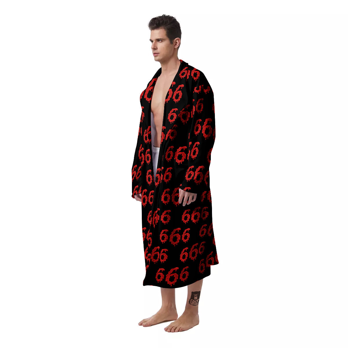 Satan 666 Print Pattern Men's Robe-grizzshop