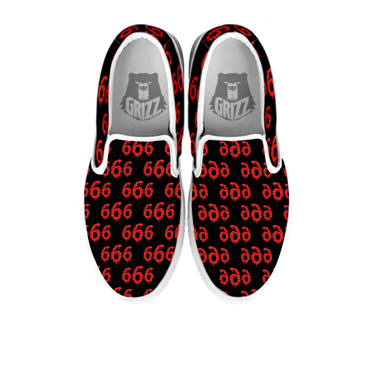 Satan 666 Print Pattern White Slip On Shoes-grizzshop