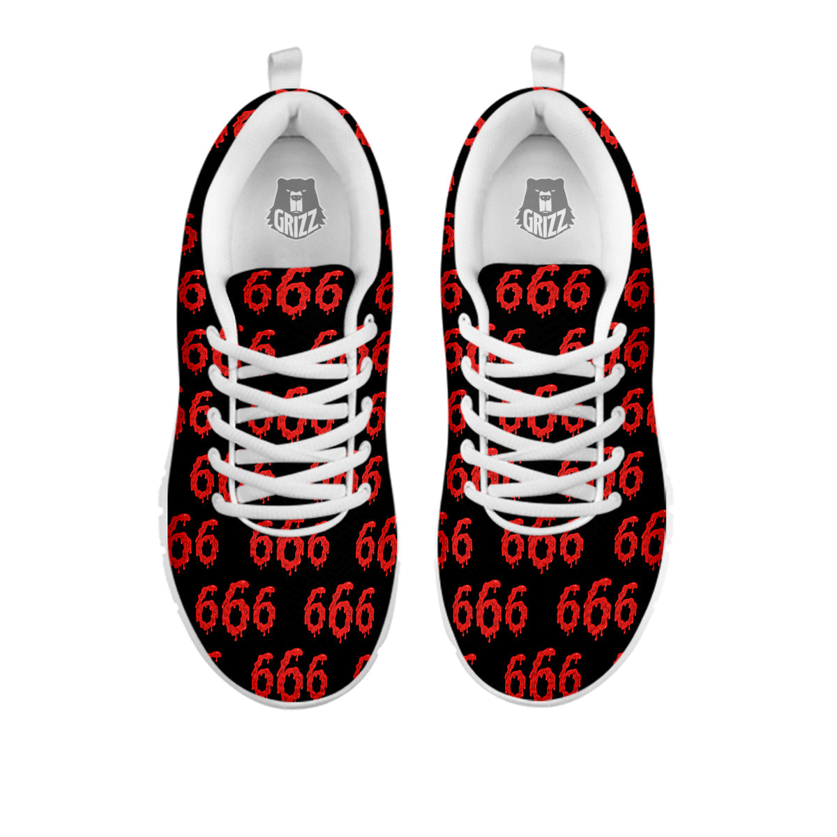 Satan 666 Print Pattern White Sneaker-grizzshop
