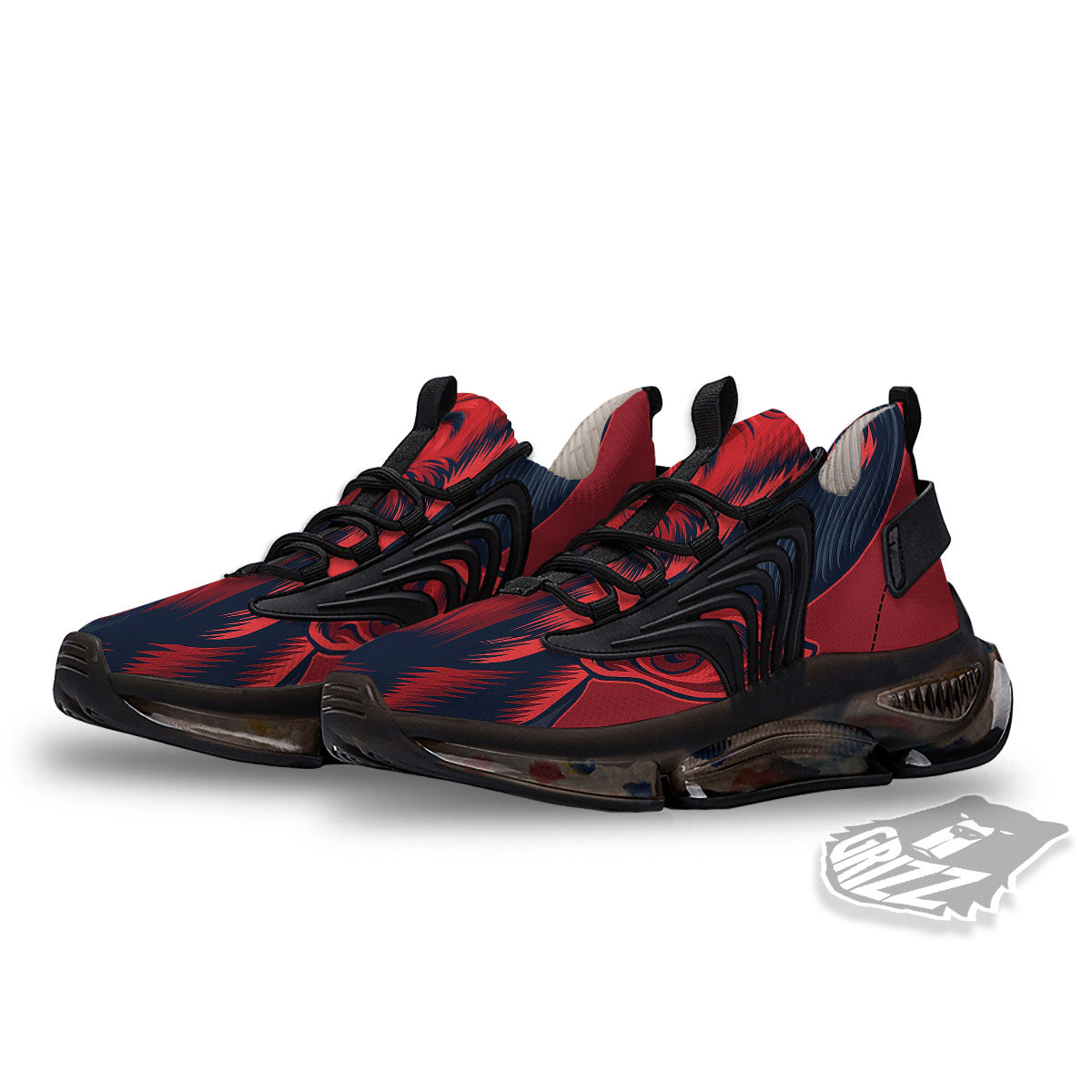 Satan Red Devil Print Black Gym Shoes-grizzshop