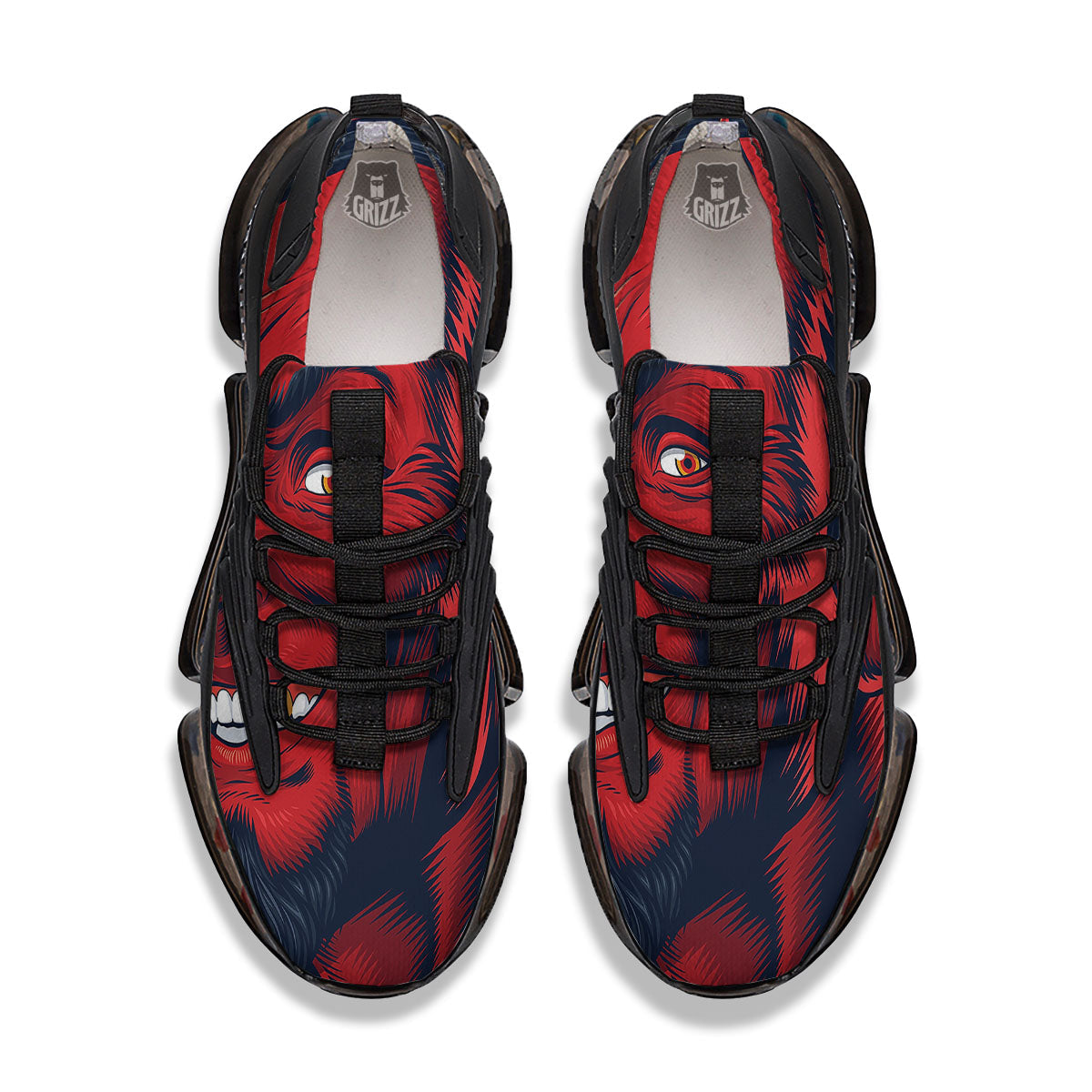 Satan Red Devil Print Black Gym Shoes-grizzshop