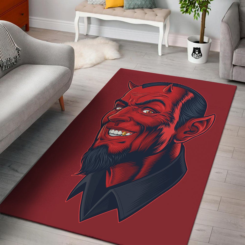 Satan Red Devil Print Floor Mat-grizzshop