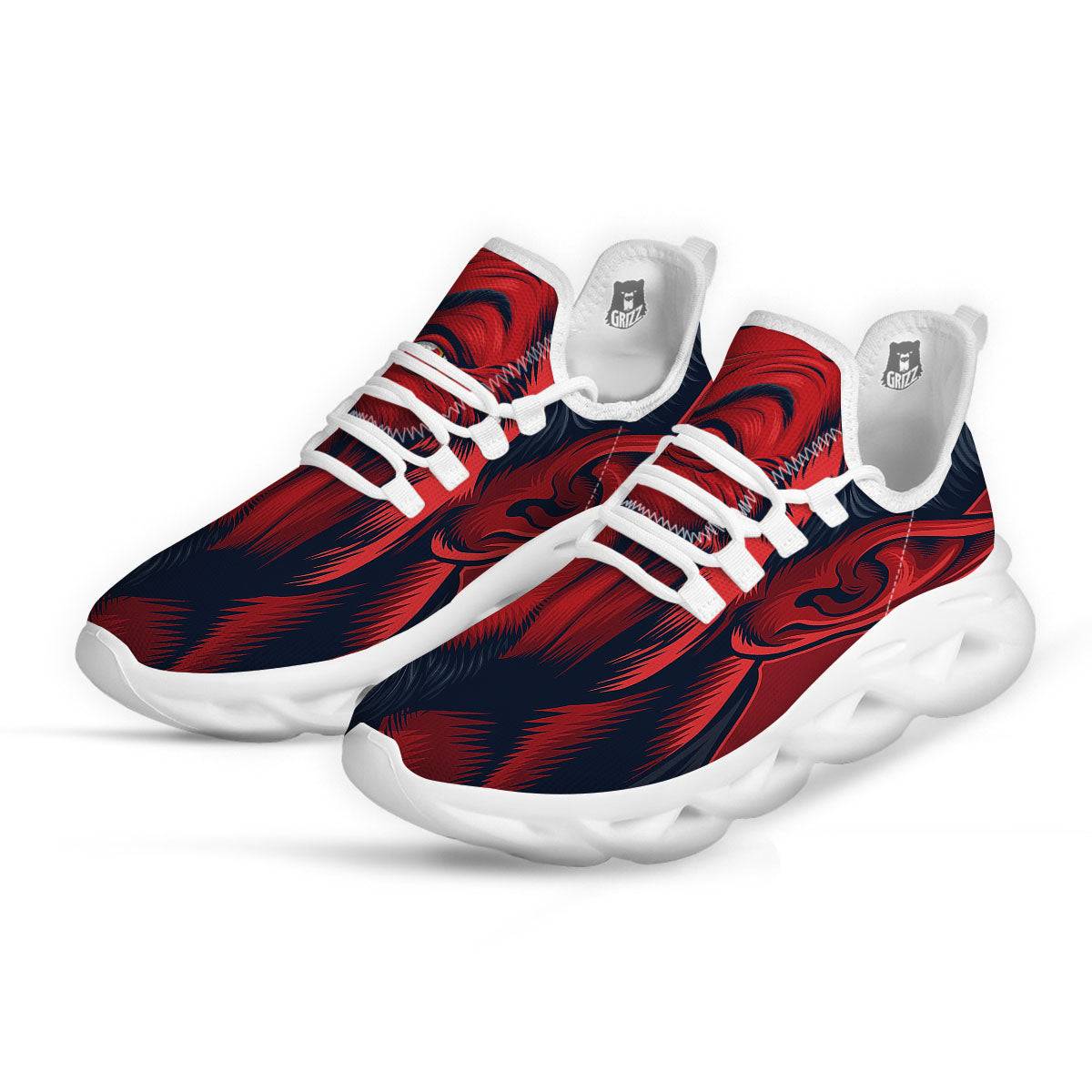 Satan Red Devil Print White Running Shoes-grizzshop