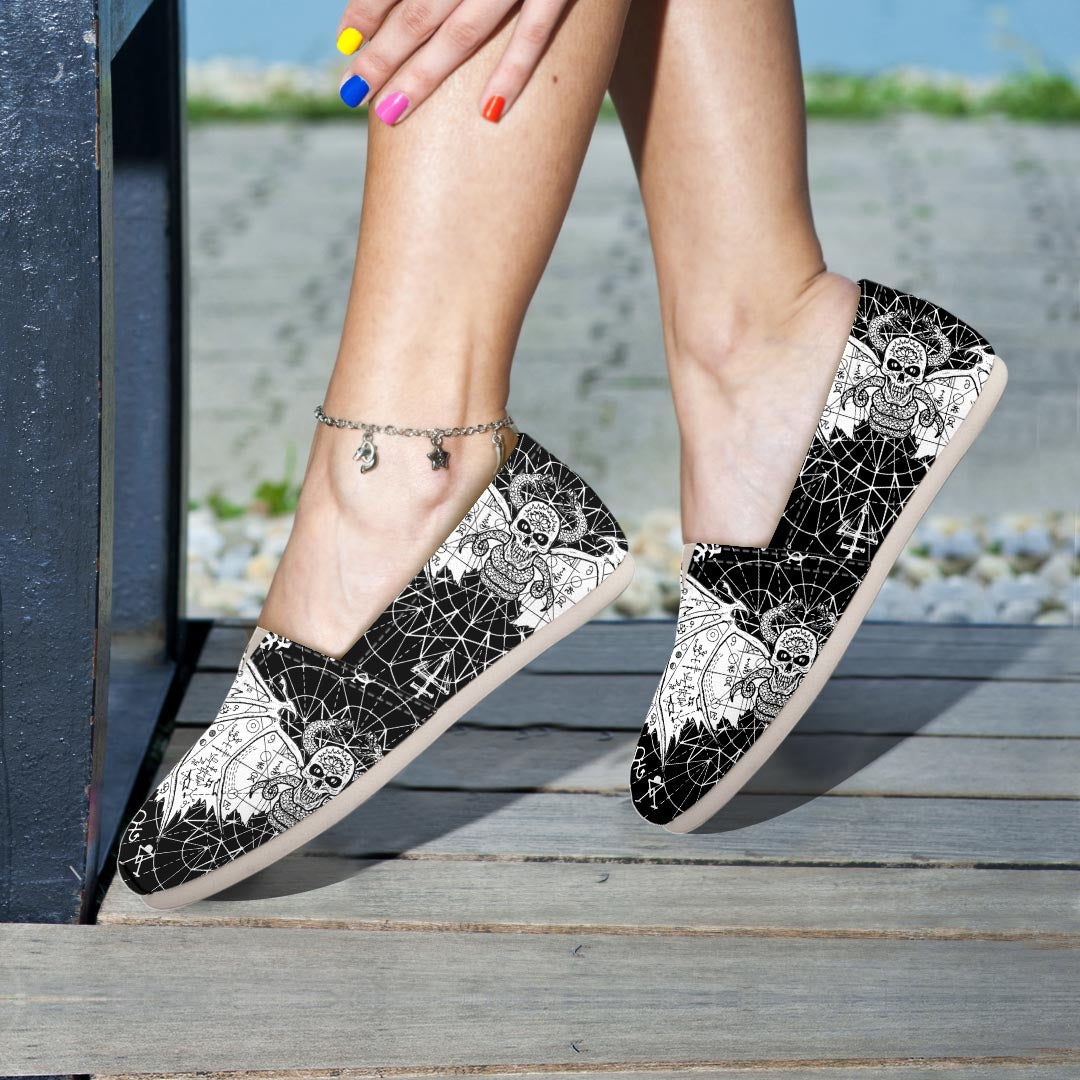 Satanic Demon Gothic Witch Canvas Shoes-grizzshop