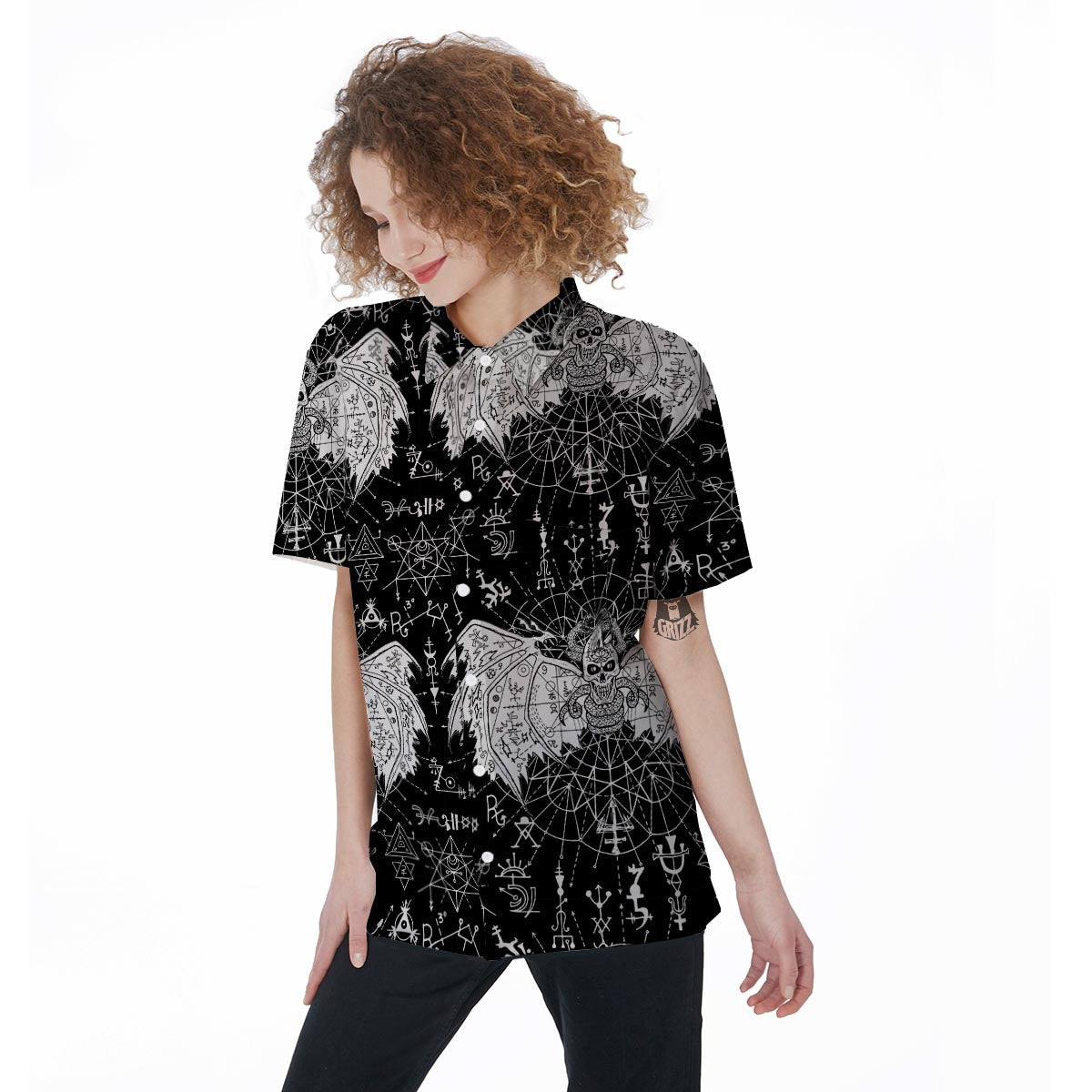 Satanic Demon Gothic Witch Women's Short Sleeve Shirts-grizzshop