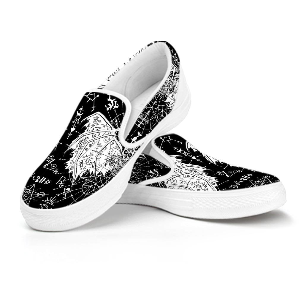 Satanic Demon Gothic Witch Women's Slip On Sneakers-grizzshop