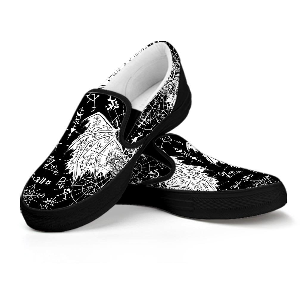Satanic Demon Gothic Witch Women's Slip On Sneakers-grizzshop
