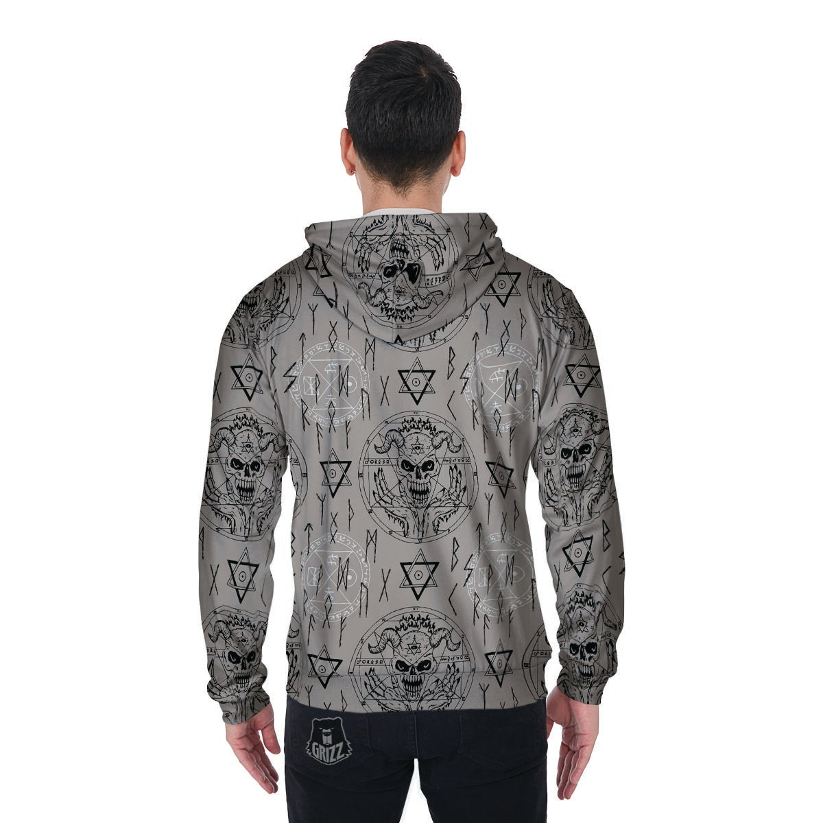 Satanic Devil Gothic Witch Men's Zip Up Hoodie-grizzshop
