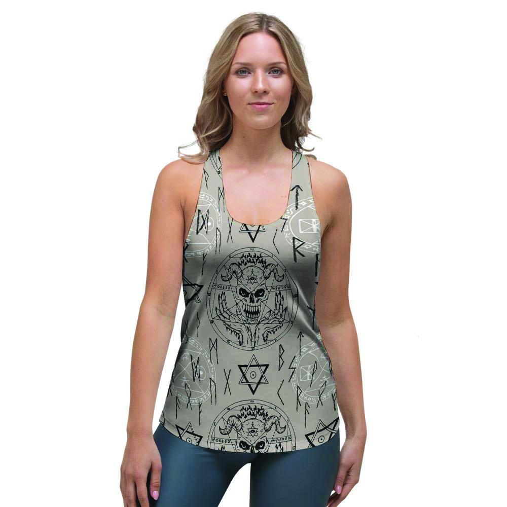Satanic Devil Gothic Witch Women's Racerback Tank Top-grizzshop