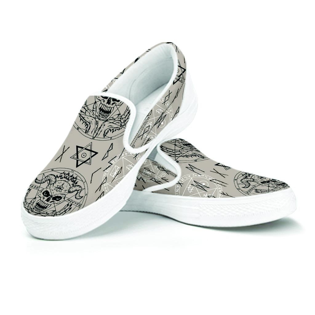Satanic Devil Gothic Witch Women's Slip On Sneakers-grizzshop