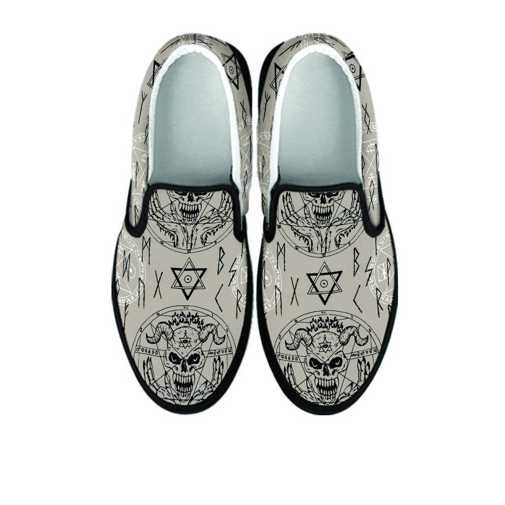 Satanic Devil Gothic Witch Women's Slip On Sneakers-grizzshop
