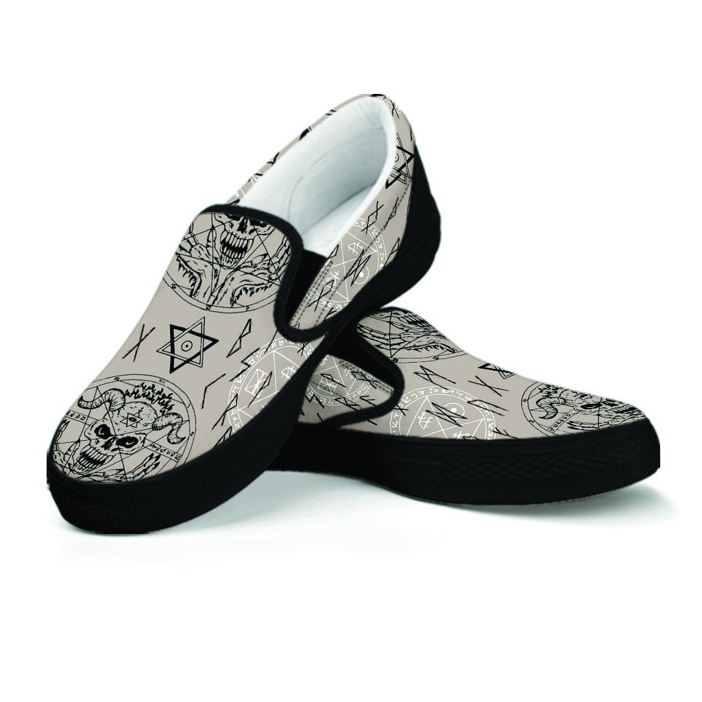 Satanic Devil Gothic Witch Women's Slip On Sneakers-grizzshop