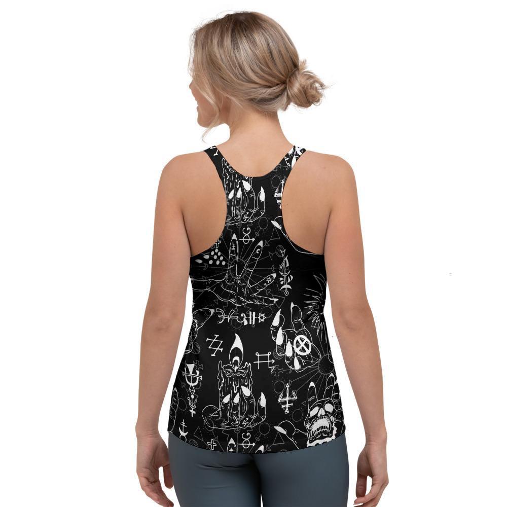 Satanic Gothic Witch Women's Racerback Tank Top-grizzshop