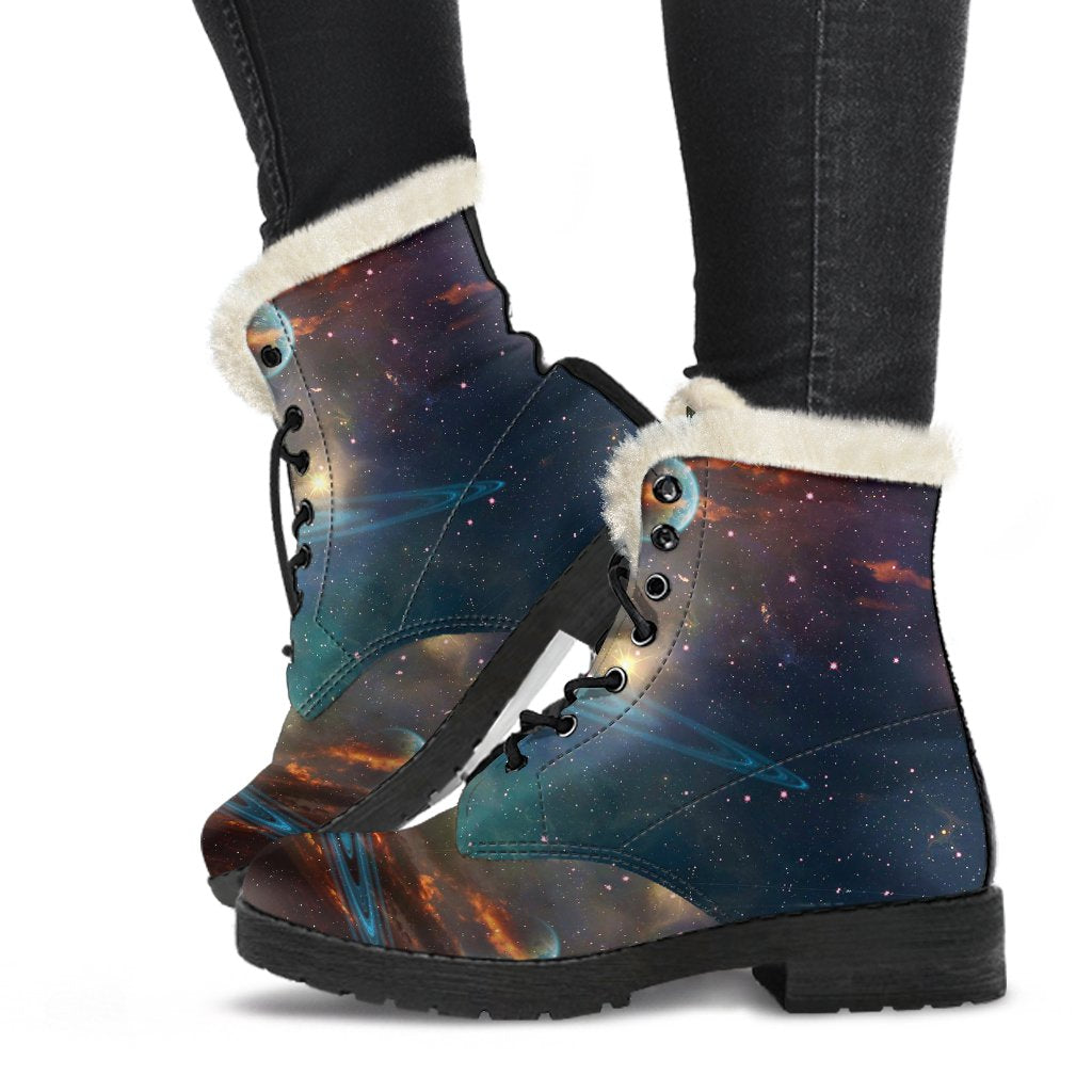 Satun Galaxy Space Print Comfy Winter Boots-grizzshop