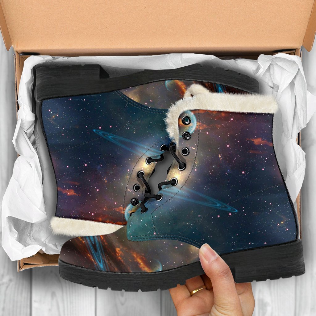 Satun Galaxy Space Print Comfy Winter Boots-grizzshop