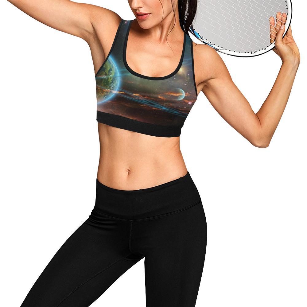 Satun Galaxy Space Print Women Sports Bra-grizzshop