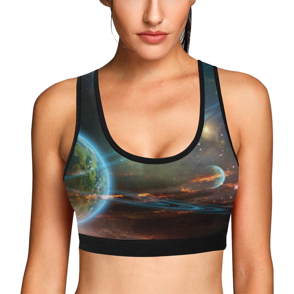 Satun Galaxy Space Print Women Sports Bra-grizzshop