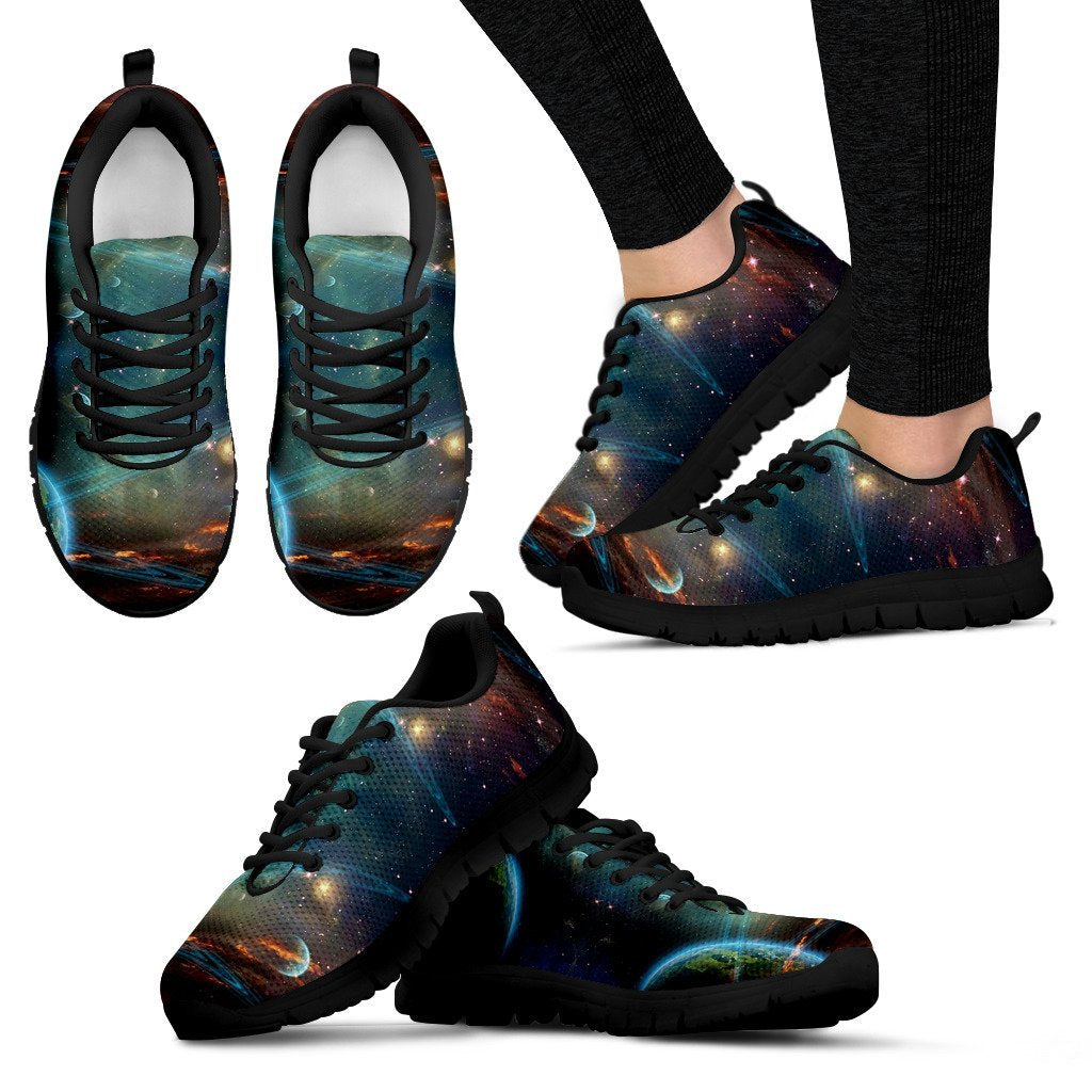 Satun Galaxy Space Print Black Sneaker Shoes For Men Women-grizzshop