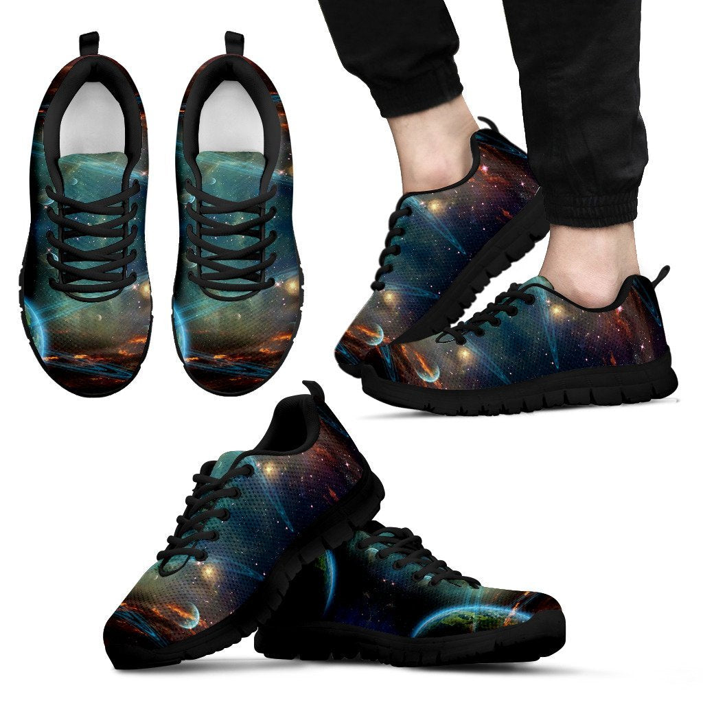 Satun Galaxy Space Print Black Sneaker Shoes For Men Women-grizzshop