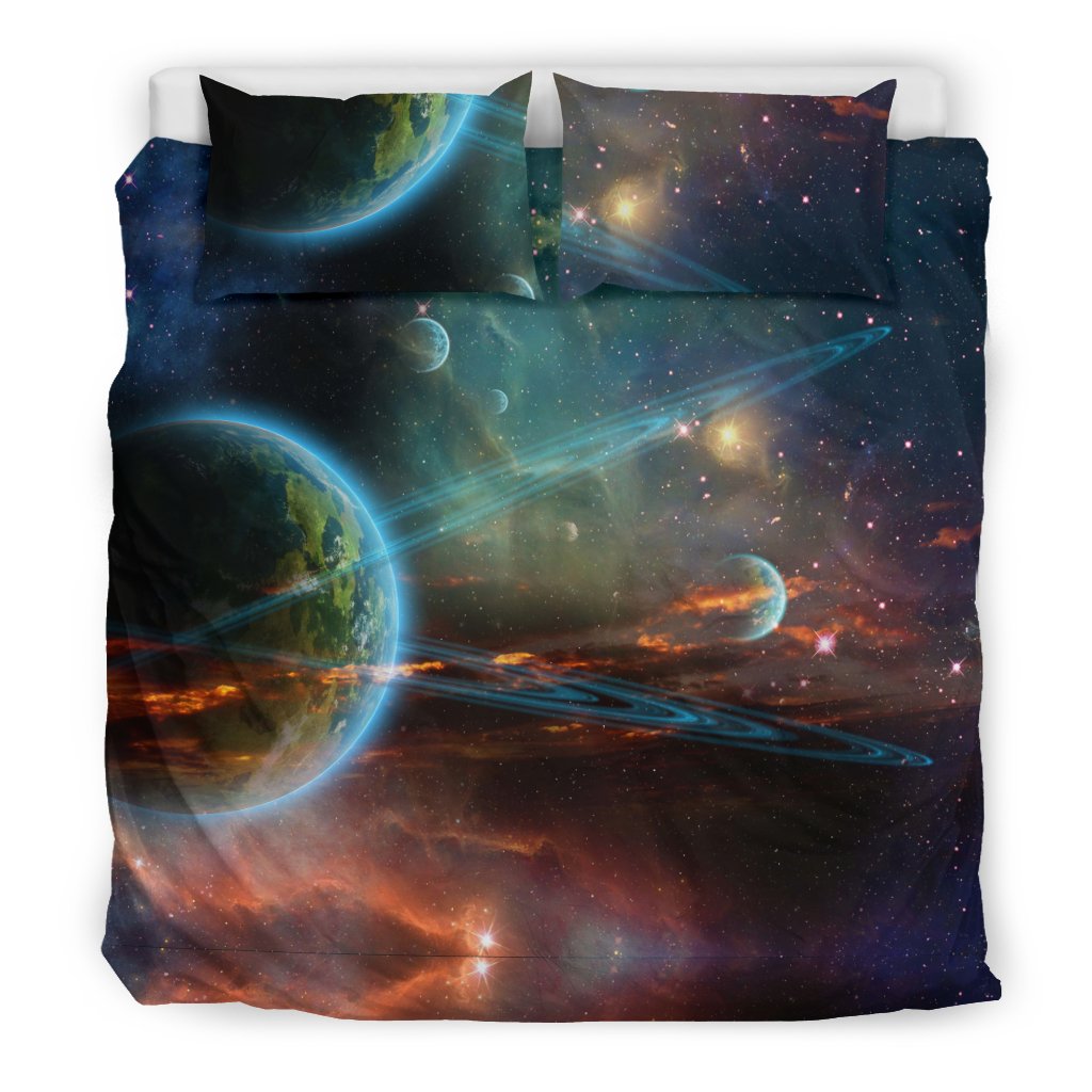 Satun Galaxy Space Print Duvet Cover Bedding Set-grizzshop