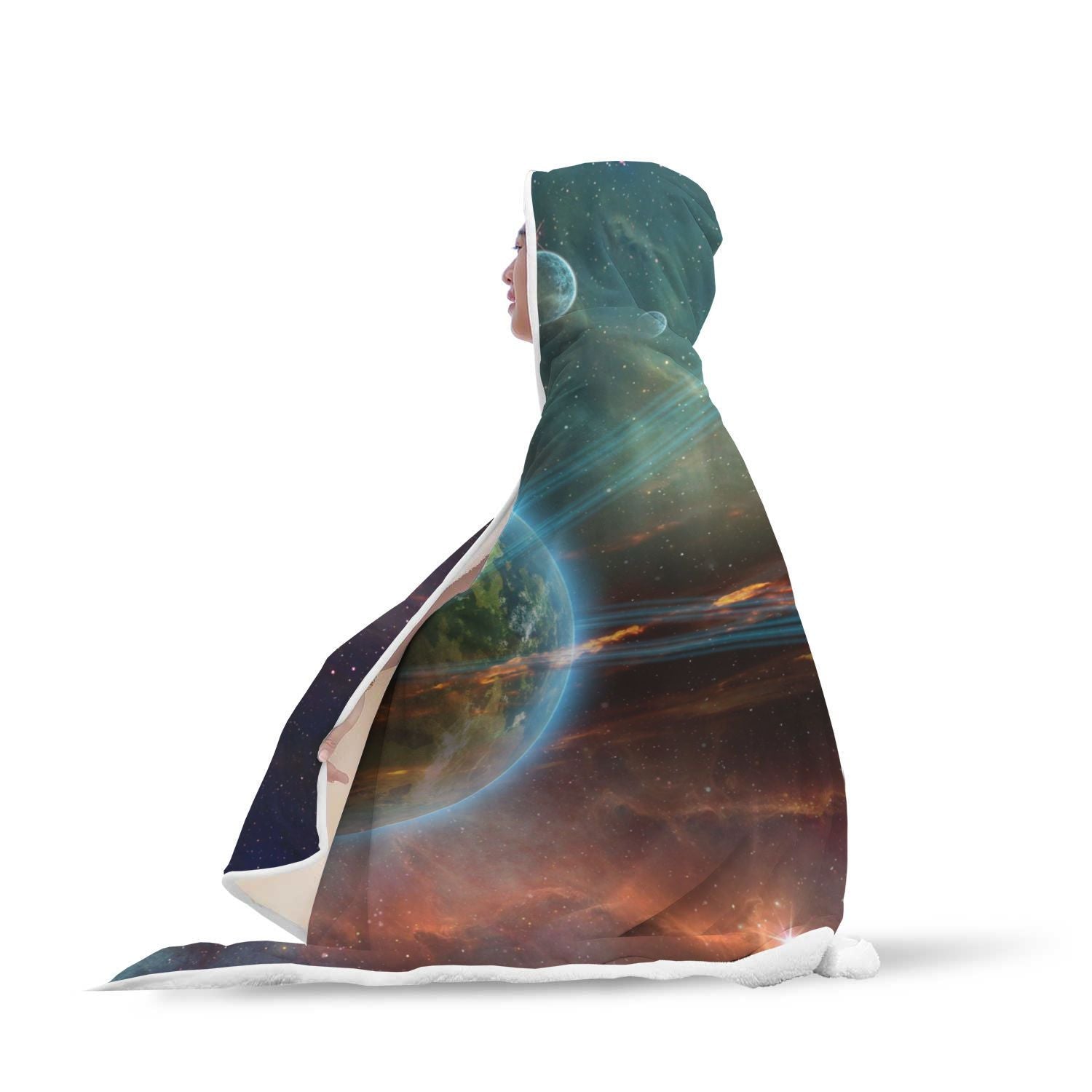 Satun Galaxy Space Print Hooded Blanket-grizzshop