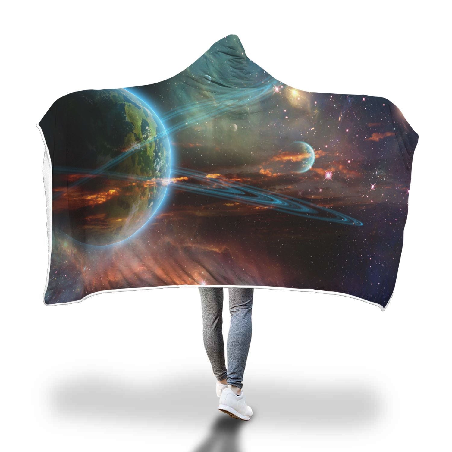Satun Galaxy Space Print Hooded Blanket-grizzshop
