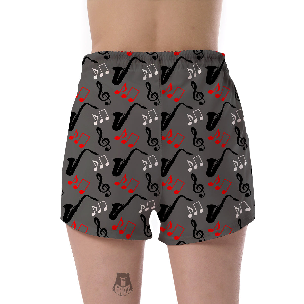 Saxophone Pattern Print Women's Shorts-grizzshop